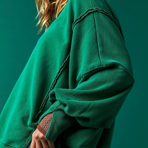 NEW Free People We The Free Camden Sweatshirt In Kelly Green - Picture 5 of 13